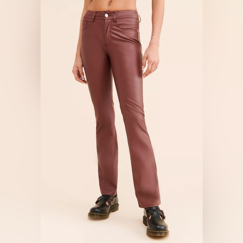 Anthropologie Brown Pilcro The Yaya Mid-Rise Vegan Leather Pants